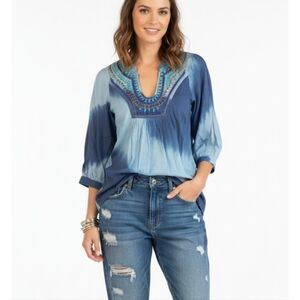 Roberta Freymann tiedye tunic pullover top size small